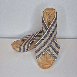 Lucky Brand Miller Cork Elastic Wedges Boho Beachy Minimalist Cottagecore 6.5